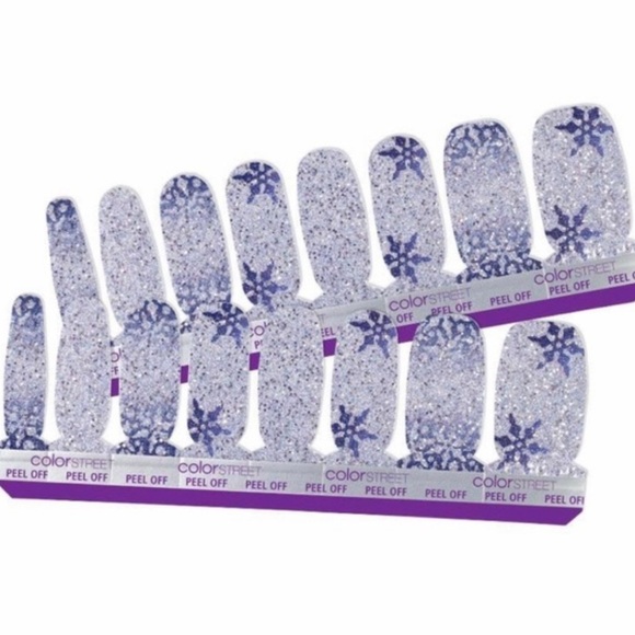 🎉3/$25 Retired Ice Ice Maybe an icy blue snowflake glitter dry nail polish strip - Picture 8 of 12